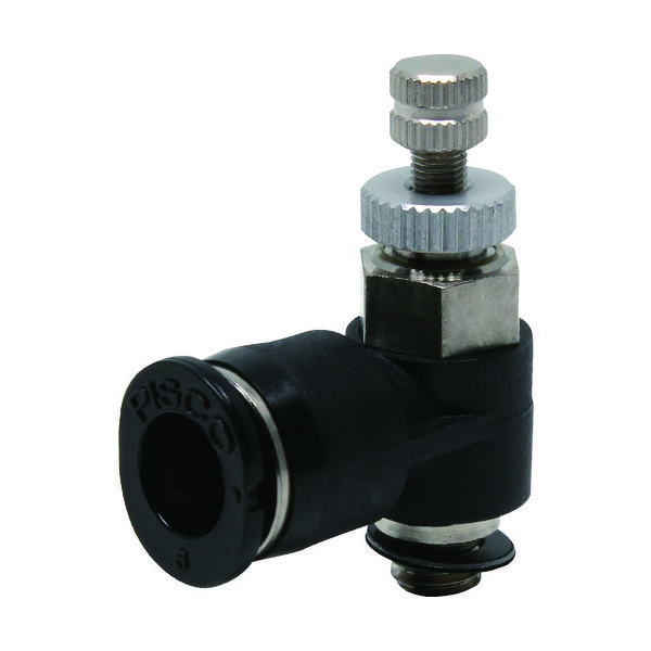 日本ピスコ ピスコ スロットルバルブ エルボ チューブ6MMネジM5X08 JNC6-M5 1個 378-1062（直送品）