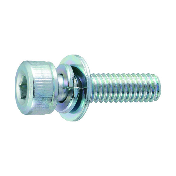 TRUSCO 座金組込六角穴付ボルト I=3 三価白 M3×6 14本入 (ばね座金+ISOワッシャー付き) B777-0306（直送品）