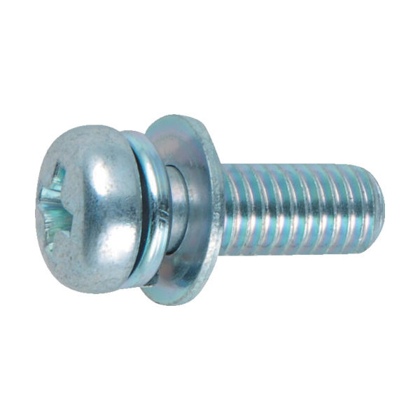 TRUSCO ナベ頭座金組込ねじ P=4 三価白 M3×8 95本入 (ばね座金+JIS小形ワッシャー付き) B751-0308（直送品）