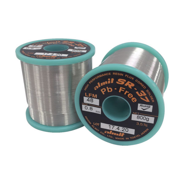 日本アルミット アルミット 鉛フリーやに入りはんだ SRー37 LFM48 0.8mm SR37LFM48-3.5-0.8MM 1巻（直送品）