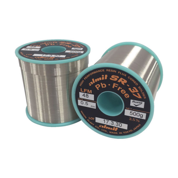 日本アルミット アルミット 鉛フリーやに入りはんだ SRー37 LFM48 0.5mm SR37LFM48-3.5-0.5MM 1巻（直送品）