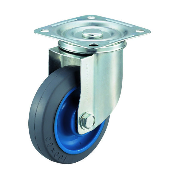 ワコーパレット ワコー エアーキャスター(自在車) 100mm ゴム車 AMG-100-NRB 1個 305-2486（直送品）