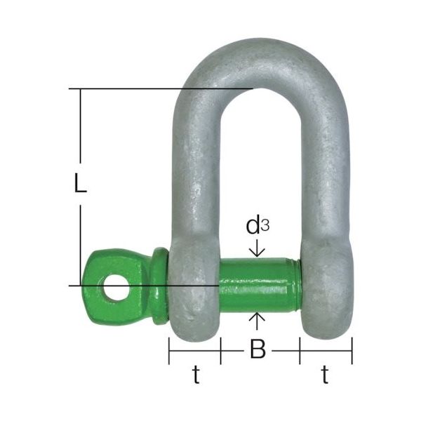 大洋製器工業 TAIYO グリーンピンスタンダードシャックル ストレート・捻込 0.33t(3259799) GPS-0.33T 1個（直送品）