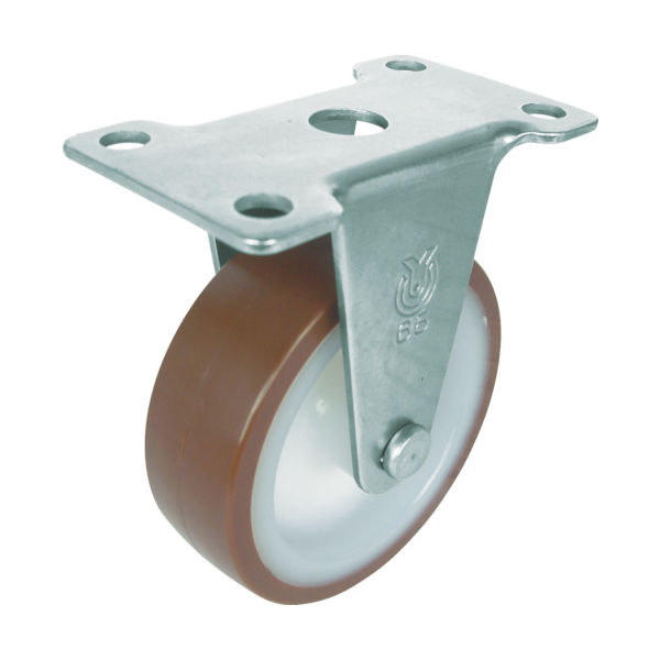 プレート式 固定 ステンレスキャスター ウレタン 車輪径100mm Eタイプ SUSーER型 取付寸法82×40 SUS-ER-100UR（直送品）