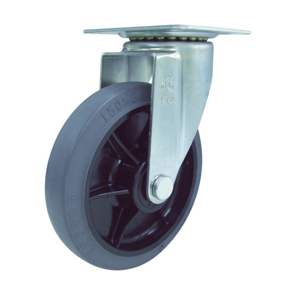 ユーエイ 産業用キャスター自在車 150径ゴム車輪 150NWR-G