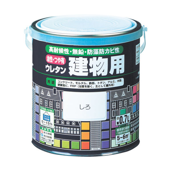 ロックペイント ロック 油性ウレタン建物用 しろ 1.6L H06-0203 6S 1缶 384-4315（直送品）