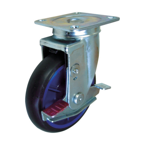 イノアックコーポレーション イノアック 低始動抵抗キャスター ストッパー・旋回金具付 Φ150 黒 LR-150WJB-BK 1個（直送品）