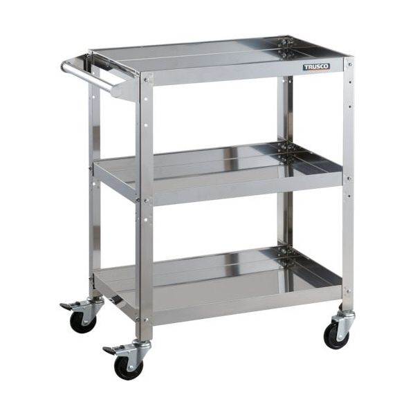 トラスコ中山 TRUSCO ステンレスワゴン クリーンラビット 75φゴム車鉄金具ハンドル付 CRB-963H 1台 393-3636（直送品）