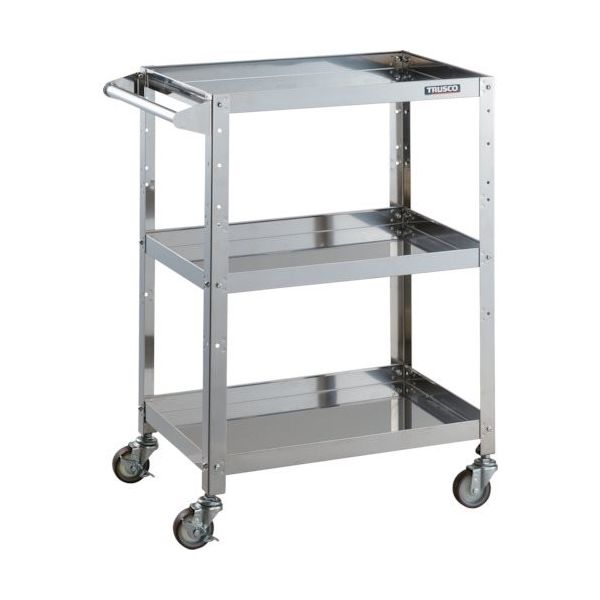 クリーンラビットワゴン （SUS304・ハンドル付） キャスター金具:ステンレス・引出しなし