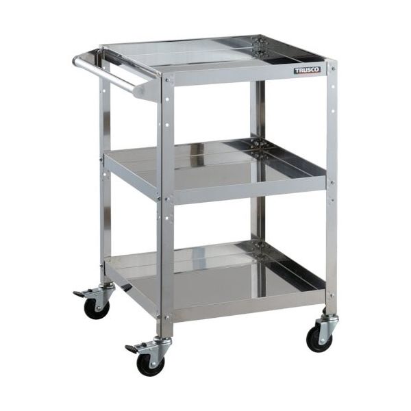 トラスコ中山 TRUSCO ステンレスワゴン クリーンラビット 75φゴム車鉄金具ハンドル付 CRB-853H 1台 393-3423（直送品）