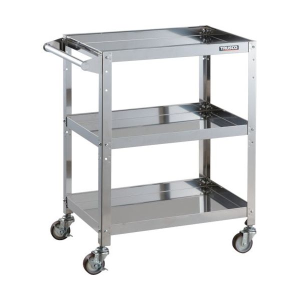 トラスコ中山 TRUSCO ステンレスワゴン クリーンラビット 75φウレタン車SUS金具ハンドル付 CRB-863HSU 1台 393-3474（直送品）