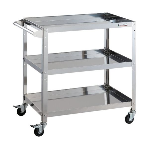 トラスコ中山 TRUSCO ステンレスワゴン クリーンラビット 75φゴム車鉄金具ハンドル付 CRB-873H 1台 393-3504（直送品）