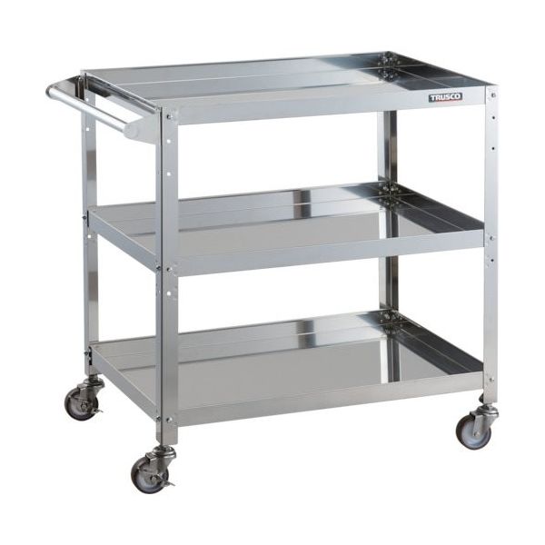 トラスコ中山 TRUSCO ステンレスワゴン クリーンラビット 75φウレタン車SUS金具ハンドル付 CRB-873HSU 1台 393-3512（直送品）