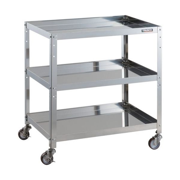 TRUSCO ステンレスワゴン クリーンラビット 75φウレタン車SUS金具 750×500×H810 3段 CRB-873SU 1台（直送品）