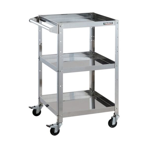 トラスコ中山 TRUSCO ステンレスワゴン クリーンラビット 75φゴム車鉄金具ハンドル付 CRB-953H 1台 393-3563（直送品）