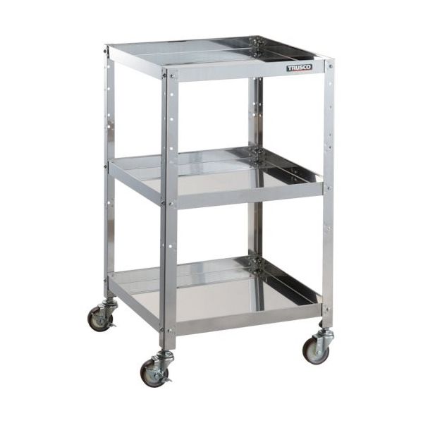 TRUSCO ステンレスワゴン クリーンラビット 75φウレタン車SUS金具 500×500×H880 3段 CRB-953SU 1台（直送品）
