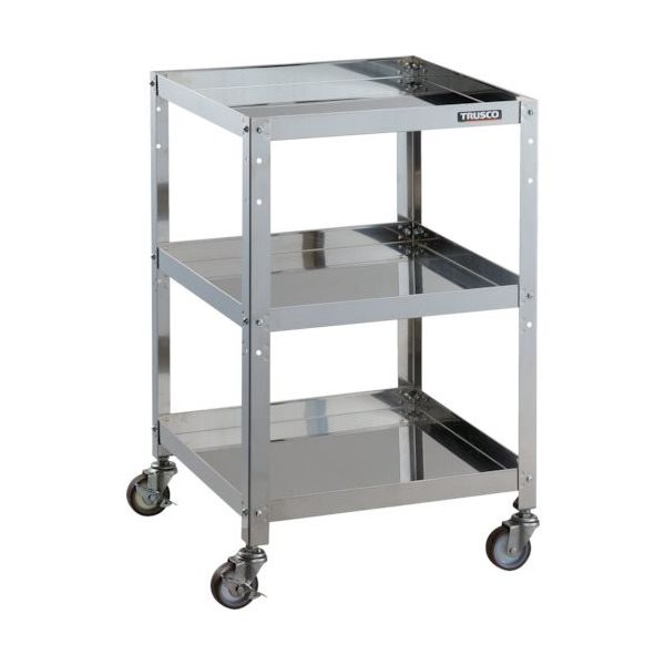 TRUSCO ステンレスワゴン クリーンラビット 75φウレタン車SUS金具 500×500×H810 3段 CRB-853SU 1台（直送品）
