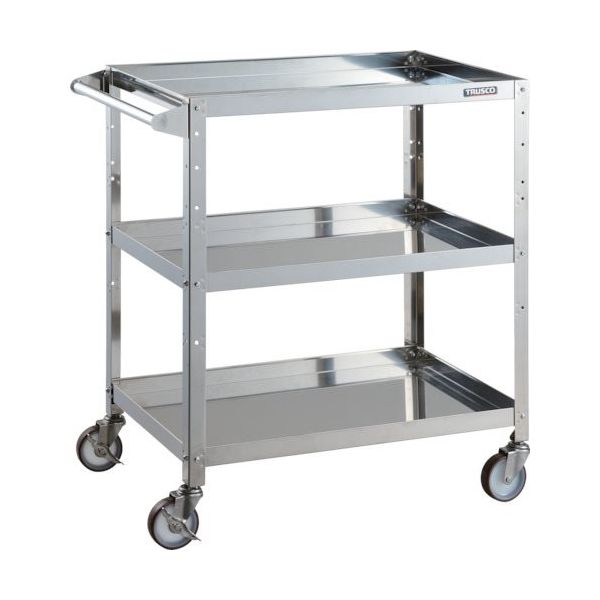 トラスコ中山 TRUSCO ステンレスワゴン クリーンラビット 100φウレタン車SUS金具ハンドル付 CRB-973HSU100 1台（直送品）