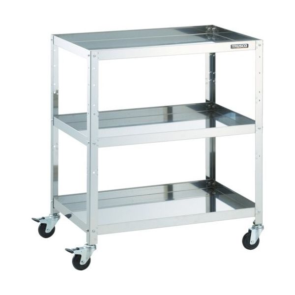 トラスコ中山 TRUSCO ステンレスワゴン クリーンラビット 75φゴム車鉄金具 750×500×H880 3段 CRB-973 1台（直送品）