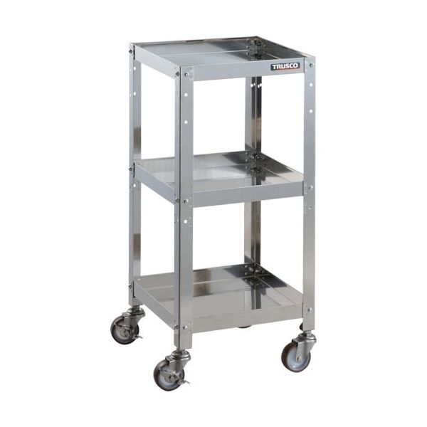 TRUSCO ステンレスワゴン クリーンラビット 75φウレタン車SUS金具 360×360×H810 3段 CRB-833SU 1台（直送品）