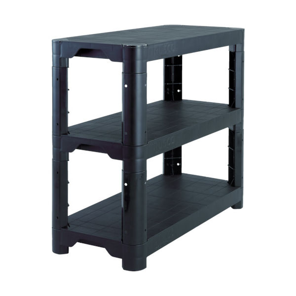 トラスコ中山 TRUSCO プラ棚軽量型 高さ697ー3段タイプ コーナーキャップ4個付 黒 TPT-K2233C-BK 1台（直送品）