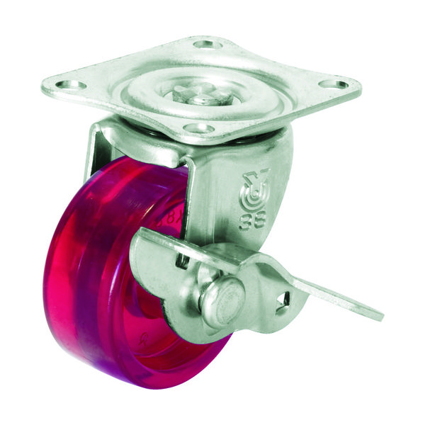 プレート式キャスター スケルトンキャスター （ポリカーボネート車） 自在ストッパー付