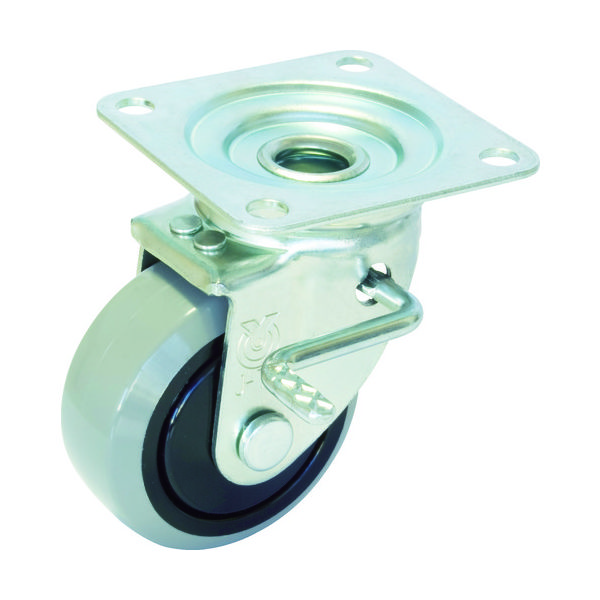 プレート式 自在 キャスター ウレタン 車輪径75mm ストッパー付き Jタイプ JB(R)型 取付寸法63×63 GUJB-75(R)（直送品）