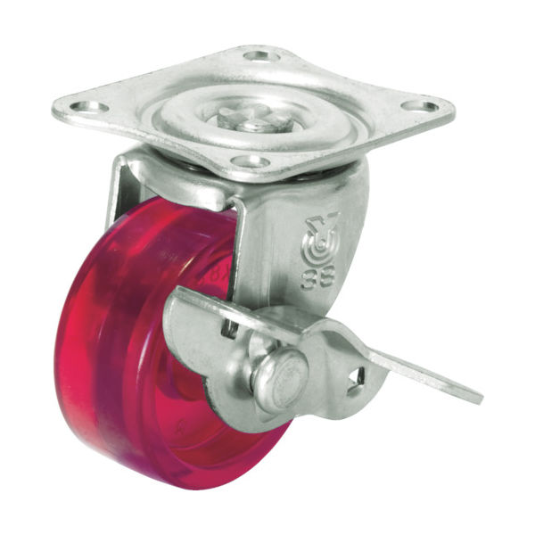 ユーエイ スケルトンキャスター自在車S付 38径ポリカーボネート車輪(緑) G-38PCS-G 1個 379-6299（直送品）