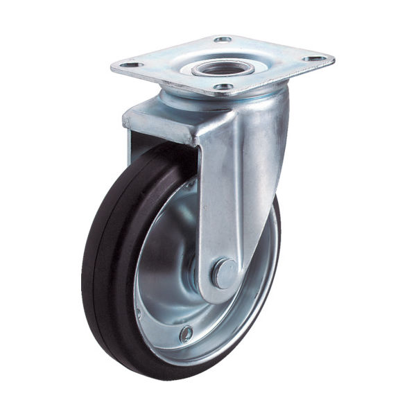 ユーエイ プレート式 自在 キャスター ゴム 車輪径130mm Jタイプ J2型 取付寸法80×80(75×75) WJ2-130 1個（直送品）