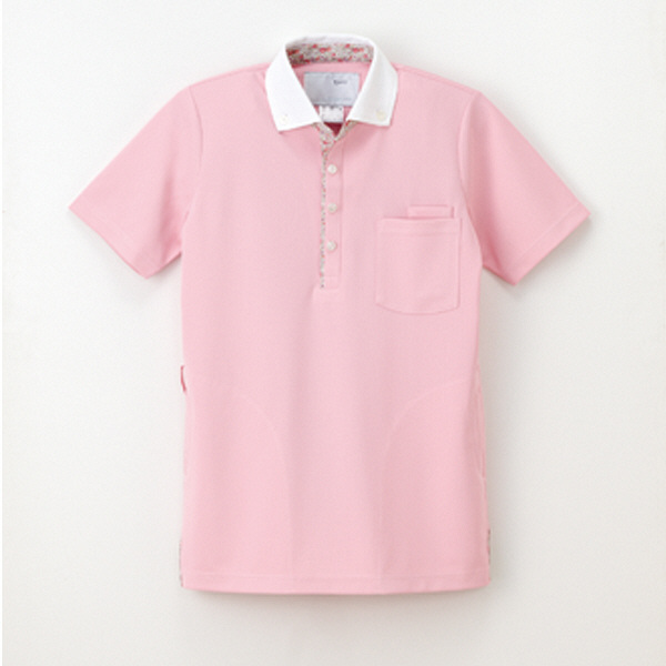 ナガイレーベン 男女兼用ニットシャツ 介護ユニフォーム ピンク SS CX-2977（取寄品）