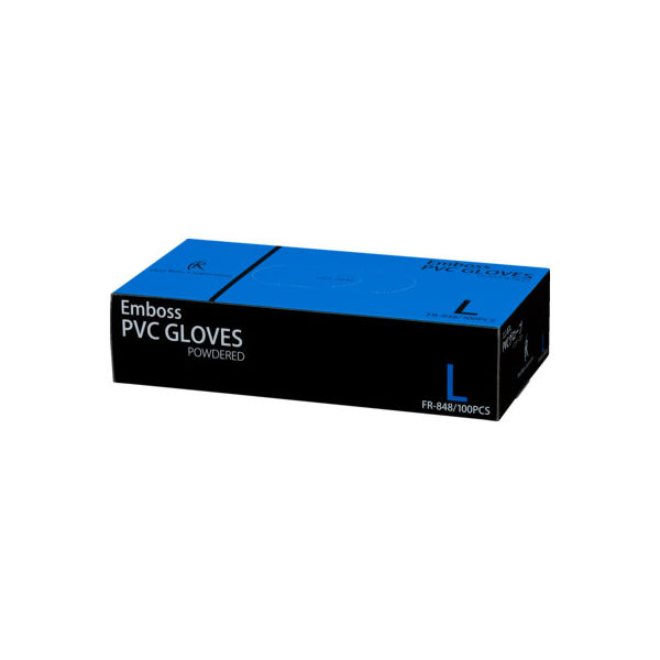 ファーストレイト　エンボスPVCグローブ　パウダーイン　プラスチック　Lサイズ　FR-848　1箱（100枚入）（使い捨てグローブ）