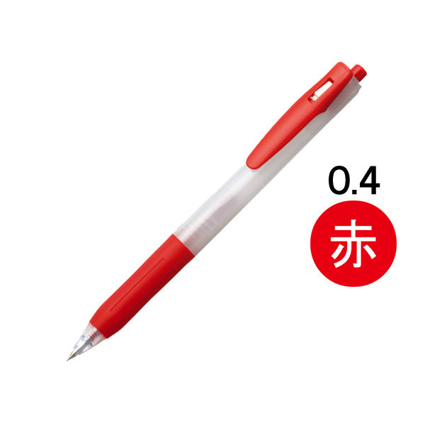アスクル　ノック式ゲルインクボールペン　0.4mm　赤　  オリジナル