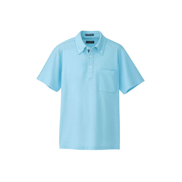 AITOZ（アイトス） 半袖ボタンダウンポロシャツ（男女兼用） 介護ユニフォーム サックス S AZ-7617-007（直送品）
