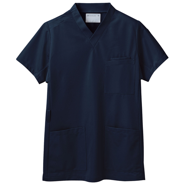 住商モンブラン スクラブ（男女兼用） ジャケット 医務衣 医療白衣 半袖 ネイビー L 72-619（直送品）