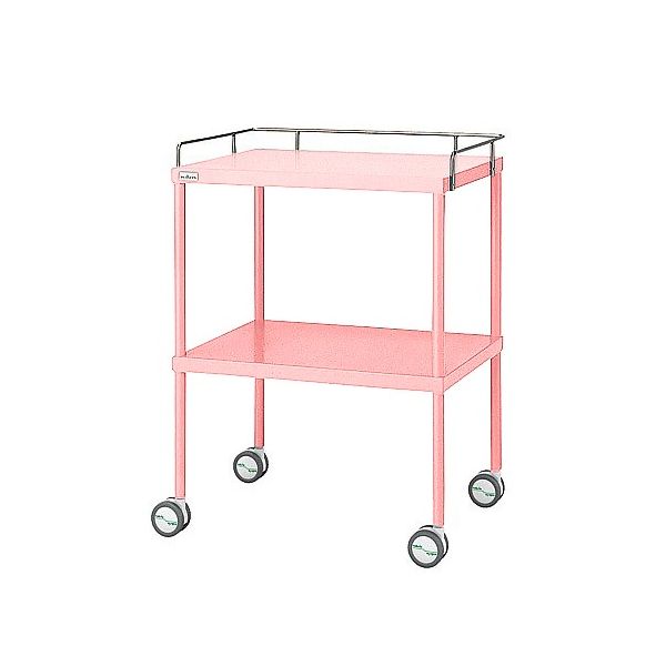アズワン カラフル回診車 手摺付 ピンク 616×450×842mm 0-210-12 1台（直送品）