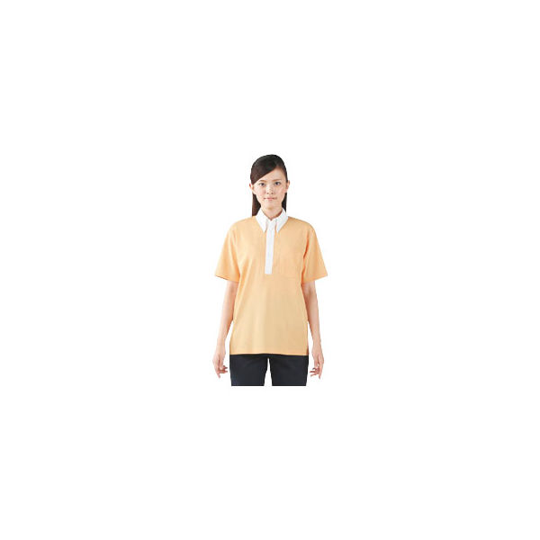 住商モンブラン ボタンダウンシャツ（男女兼用・半袖） オレンジ×白 S 72-436（直送品）