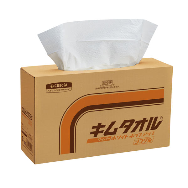 【ペーパーウエス】 日本製紙クレシア キムタオル ホワイトポップアップ シングル 1箱（4ボックス入）