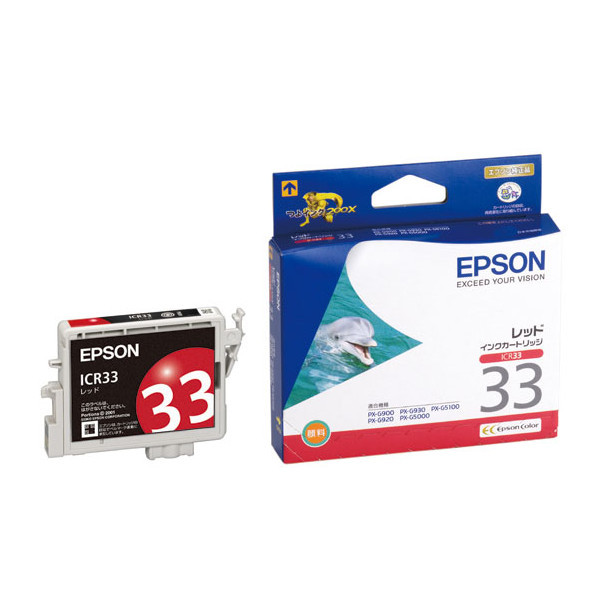 エプソン（EPSON） 純正インク ICR33 レッド IC33シリーズ 1個 - アスクル