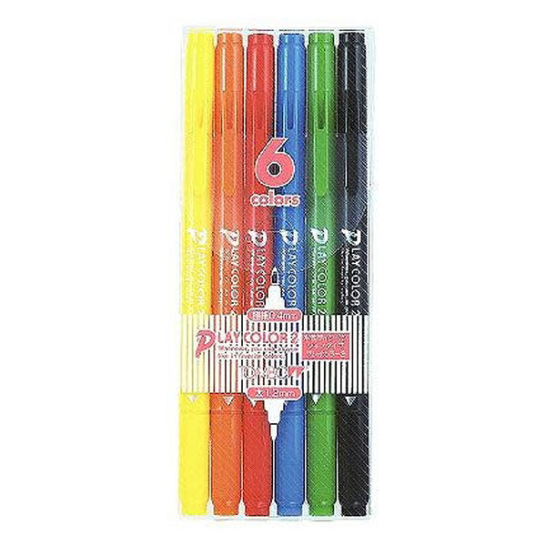 【新品】(まとめ) トンボ鉛筆 水性カラーサインペンプレイカラー2 6色（各色1本） GCB-611 1パック 【×30セット】