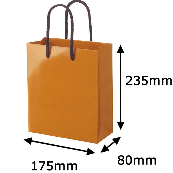 手提げ紙袋小物用　丸紐　オレンジ　L　1袋（5枚入）　ハピラ