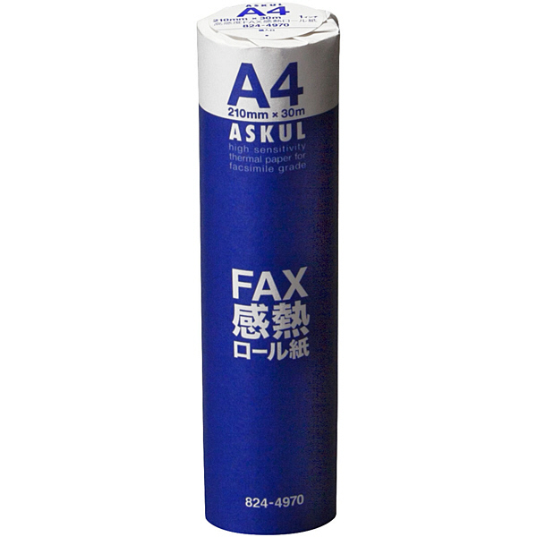 高感度FAX感熱ロール紙 A4(幅210mm) 長さ50m×芯径1インチ(ロール紙外径