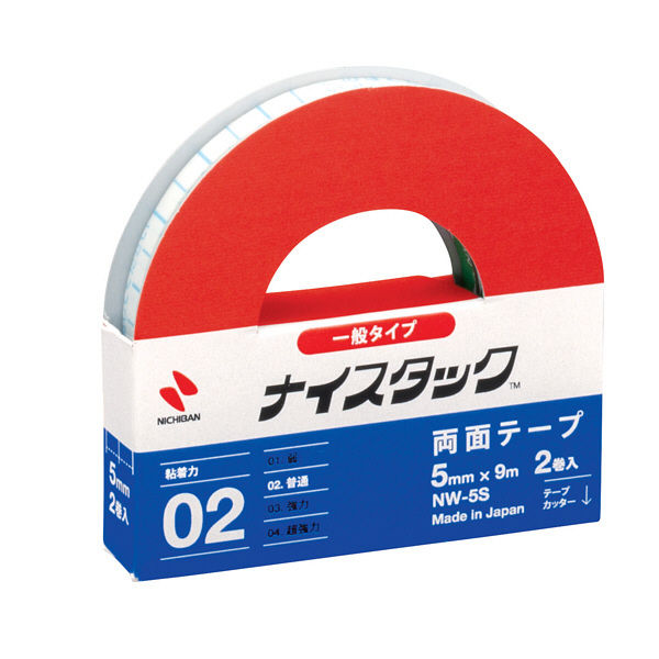 ニチバン ナイスタックTM 紙両面テープ 幅5mm×9m NW-5S 1ホルダー（2巻入）（直送品）