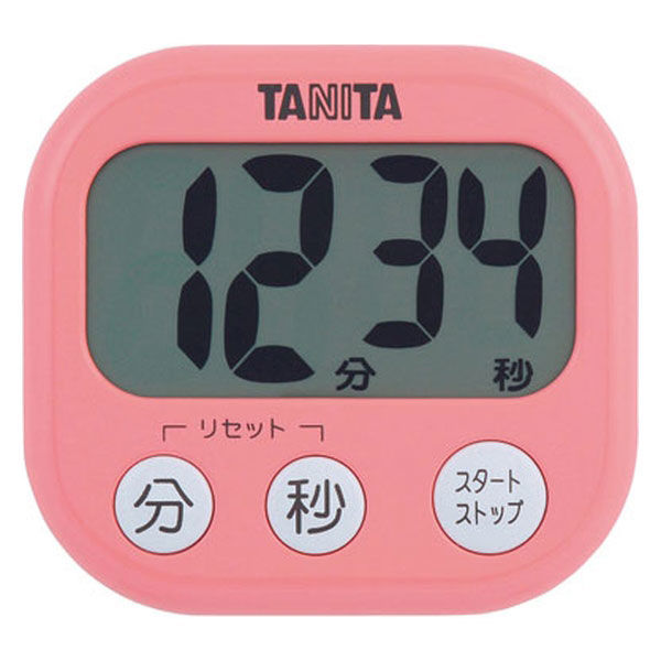 タニタ（TANITA）でか見えタイマー100分計 ピンク キッチンタイマー 1セット（5個：1個×5） - アスクル