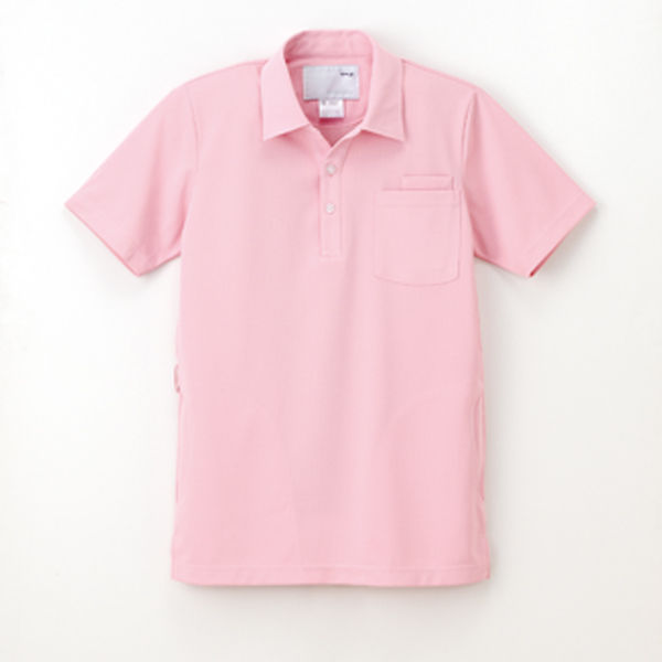 ナガイレーベン 男女兼用ニットシャツ 介護ユニフォーム ピンク L CX-2437（取寄品）