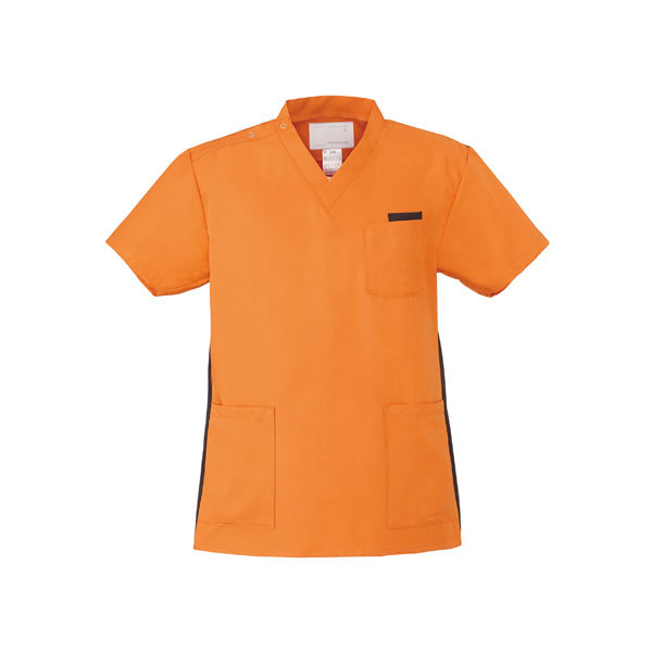 ナガイレーベン スクラブ（男女兼用） 医療白衣 半袖 オレンジ L RT-5062（取寄品）