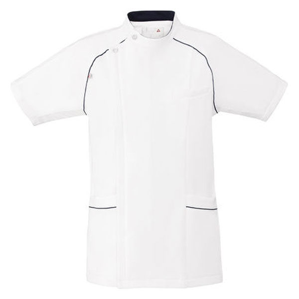 ルコックスポルティフ　メンズジャケット（サイドファスナー　医務衣）　UQM1001　ホワイト×ネイビー　S