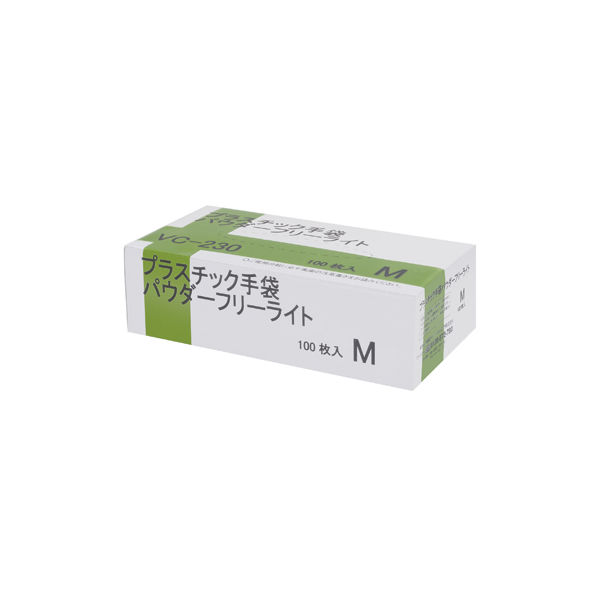 伊藤忠リーテイルリンク　プラスチック手袋 パウダーフリーライト　Mサイズ　VC-230　1箱（100枚入） （使い捨てグローブ・プラスチックグローブ）