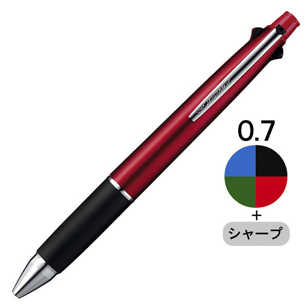 ジェットストリーム4&1 多機能ペン 0.7mm ボルドー軸 赤 4色+シャープ MSXE5-1000-07 三菱鉛筆uni