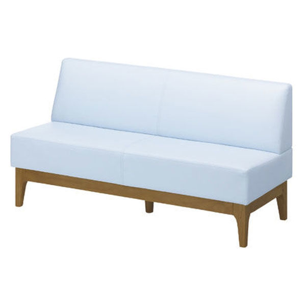 アスプルンド 待合室ベンチ（ロビーベンチ） 木脚 幅1500mm ブルー 1脚（3梱包）2人掛け PVCレザー張地 長椅子