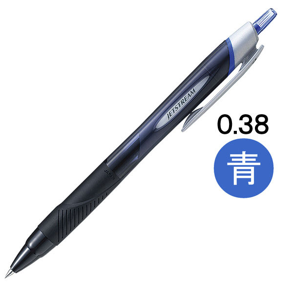 油性ボールペン ジェットストリーム単色 0.38mm 黒軸 青インク 10本